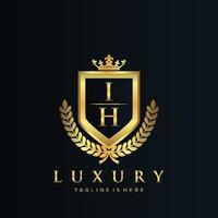 ih brief eerste met Koninklijk luxe logo sjabloon vector