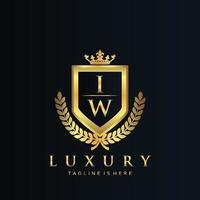 iw brief eerste met Koninklijk luxe logo sjabloon vector