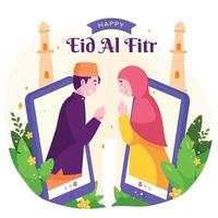 gelukkig eid al fitr-ontwerp vector