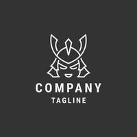 samurai hoofd minimalistische lijn logo icoon ontwerp sjabloon vlak vector
