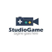 studio spel logo ontwerp sjabloon met studio icoon en bedieningshendel knop. perfect voor bedrijf, bedrijf, mobiel, app, restaurant, enz vector