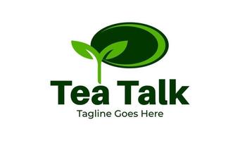 thee praten logo ontwerp sjabloon met thee icoon en bubbel praten. perfect voor bedrijf, bedrijf, restaurant, mobiel, app, enz vector
