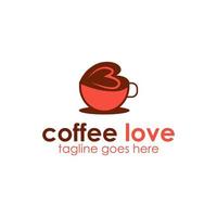 koffie liefde logo ontwerp sjabloon met kop icoon en liefde. perfect voor bedrijf, bedrijf, mobiel, app, enz. vector