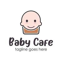 baby cafe logo ontwerp sjabloon met een baby icoon en cafe beker. perfect voor bedrijf, bedrijf, mobiel, app, enz. vector