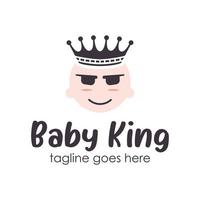 baby koning logo ontwerp sjabloon met een baby icoon en kroon. perfect voor bedrijf, bedrijf, mobiel, app, enz. vector