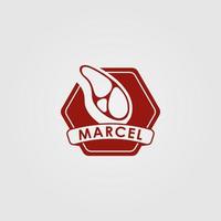 Marcel vlees logo ontwerp sjabloon met vlees icoon. perfect voor bedrijf, bedrijf, mobiel, app, restaurant, enz vector