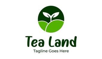 thee land- logo ontwerp sjabloon met thee icoon en land. perfect voor bedrijf, bedrijf, restaurant, mobiel, app, enz vector