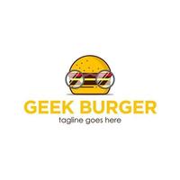 geek hamburger logo ontwerp sjabloon met hamburger icoon en bril. perfect voor bedrijf, bedrijf, restaurant, mobiel, app, enz vector