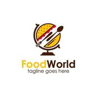 voedsel wereld logo ontwerp sjabloon met hamburger icoon en wereldbol stellage. perfect voor bedrijf, bedrijf, mobiel, app, restaurant, enz vector
