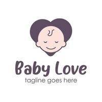 baby liefde logo ontwerp sjabloon met een baby icoon en liefde. perfect voor bedrijf, bedrijf, mobiel, app, enz. vector