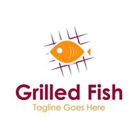 gegrild vis logo ontwerp sjabloon met een vis icoon en grillen. perfect voor bedrijf, bedrijf, mobiel, app, restaurant, enz vector
