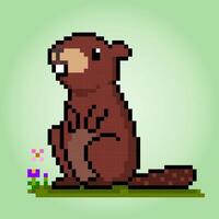 8-bits pixel bever. dier voor spel middelen in vector illustratie.