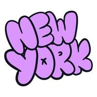 nieuw york hand- getrokken bubbel stijl typogarphy vector