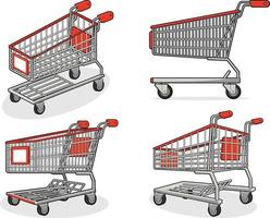 winkelwagentje supermarkt winkel trolley cartoon geïsoleerde illustratie vector