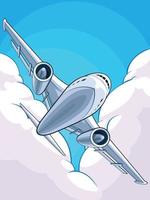 vliegende vliegtuig commerciële lijnvliegtuig jumbo vliegtuigen jet cartoon vector