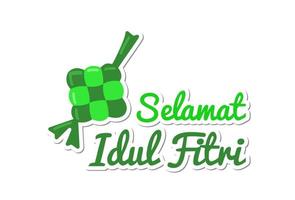 kies idul fitri groet met rijst- ketupat ornament vector