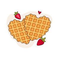 belgisch wafels, hart vorm geven aan. vector illustratie. gezond aan het eten, Koken, ontbijt menu, nagerecht, recepten. perfect voor banier, website, poster, menu.