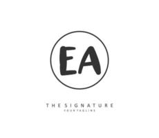 e een ea eerste brief handschrift en handtekening logo. een concept handschrift eerste logo met sjabloon element. vector