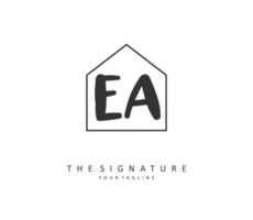 e een ea eerste brief handschrift en handtekening logo. een concept handschrift eerste logo met sjabloon element. vector