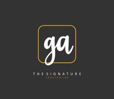 g een ga eerste brief handschrift en handtekening logo. een concept handschrift eerste logo met sjabloon element. vector