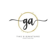 g een ga eerste brief handschrift en handtekening logo. een concept handschrift eerste logo met sjabloon element. vector