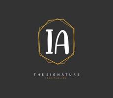 ik een IA eerste brief handschrift en handtekening logo. een concept handschrift eerste logo met sjabloon element. vector