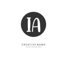 ik een IA eerste brief handschrift en handtekening logo. een concept handschrift eerste logo met sjabloon element. vector