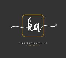 k een ka eerste brief handschrift en handtekening logo. een concept handschrift eerste logo met sjabloon element. vector