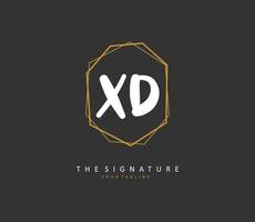 xd eerste brief handschrift en handtekening logo. een concept handschrift eerste logo met sjabloon element. vector