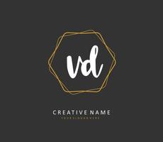 vd eerste brief handschrift en handtekening logo. een concept handschrift eerste logo met sjabloon element. vector