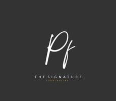 pf eerste brief handschrift en handtekening logo. een concept handschrift eerste logo met sjabloon element. vector