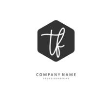 tf eerste brief handschrift en handtekening logo. een concept handschrift eerste logo met sjabloon element. vector