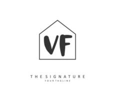 vf eerste brief handschrift en handtekening logo. een concept handschrift eerste logo met sjabloon element. vector