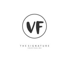 vf eerste brief handschrift en handtekening logo. een concept handschrift eerste logo met sjabloon element. vector