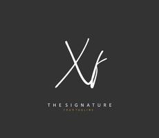 xf eerste brief handschrift en handtekening logo. een concept handschrift eerste logo met sjabloon element. vector