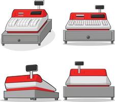 kassier machine kassa lade doos cartoon afbeelding tekening vector