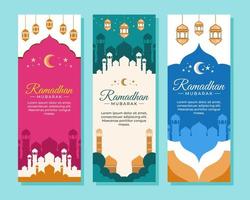 vlak Ramadan Islamitisch verticaal banners reeks vector