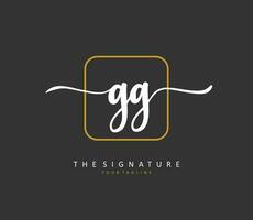 gg eerste brief handschrift en handtekening logo. een concept handschrift eerste logo met sjabloon element. vector