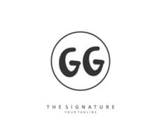 gg eerste brief handschrift en handtekening logo. een concept handschrift eerste logo met sjabloon element. vector