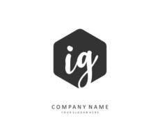 ig eerste brief handschrift en handtekening logo. een concept handschrift eerste logo met sjabloon element. vector