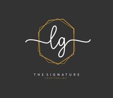 lg eerste brief handschrift en handtekening logo. een concept handschrift eerste logo met sjabloon element. vector