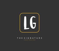 lg eerste brief handschrift en handtekening logo. een concept handschrift eerste logo met sjabloon element. vector