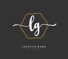 lg eerste brief handschrift en handtekening logo. een concept handschrift eerste logo met sjabloon element. vector