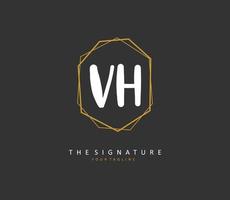 v h vh eerste brief handschrift en handtekening logo. een concept handschrift eerste logo met sjabloon element. vector