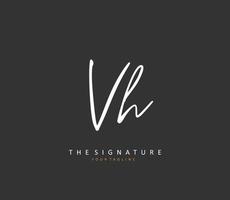 v h vh eerste brief handschrift en handtekening logo. een concept handschrift eerste logo met sjabloon element. vector