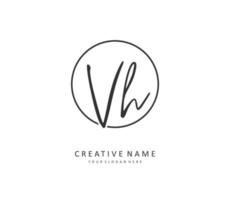 v h vh eerste brief handschrift en handtekening logo. een concept handschrift eerste logo met sjabloon element. vector