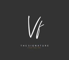 vf eerste brief handschrift en handtekening logo. een concept handschrift eerste logo met sjabloon element. vector