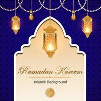 Ramadan themed met lantaarn elementen, moslims groet kaart, Islamitisch themed achtergronden met maan, Islamitisch festival media sociaal banier, eid mubarak thema achtergrond sjabloon, groeten kaarten vector