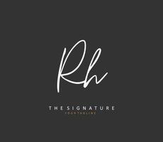 r h rh eerste brief handschrift en handtekening logo. een concept handschrift eerste logo met sjabloon element. vector