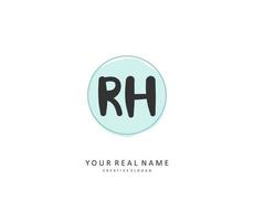 r h rh eerste brief handschrift en handtekening logo. een concept handschrift eerste logo met sjabloon element. vector
